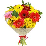 Жовті хризантеми і гербери