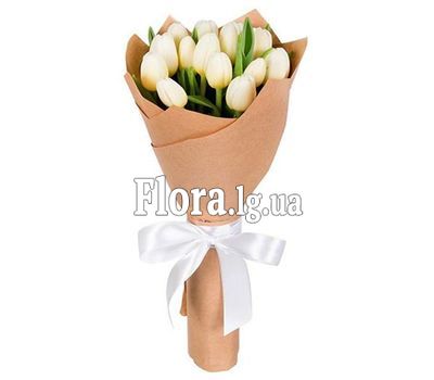 15 білих тюльпанів в букеті