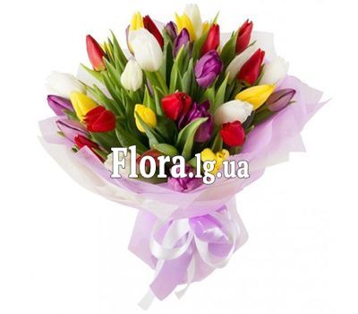 35 різнокольорових тюльпанів