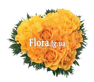 Квіткова композиція у формі серця Вогняне серце